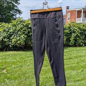 Black Athletic Pants‎ with Zipper Pockets High Waist Activewear